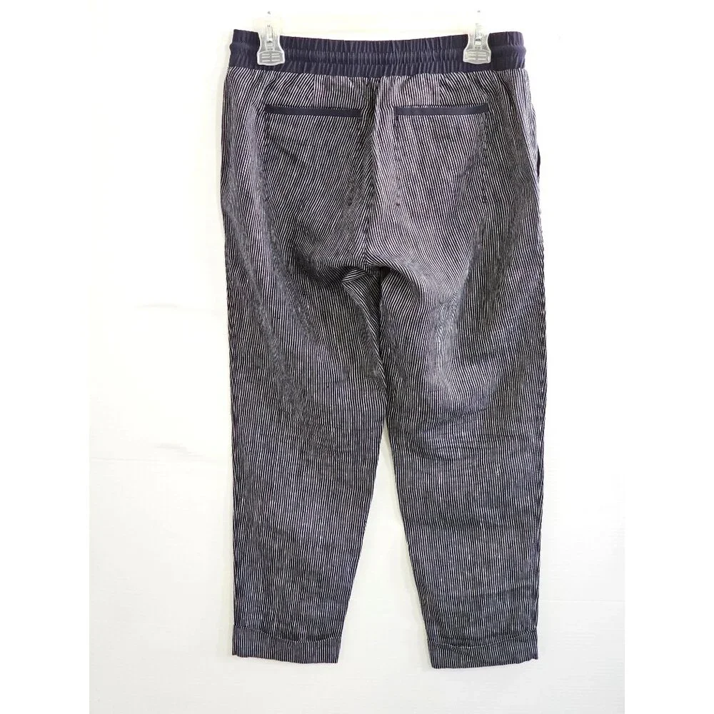 Athleta Women's Bali Navy Blue Linen Striped Bali Crop Pants Size 4 1678 - Picture 13 of 14